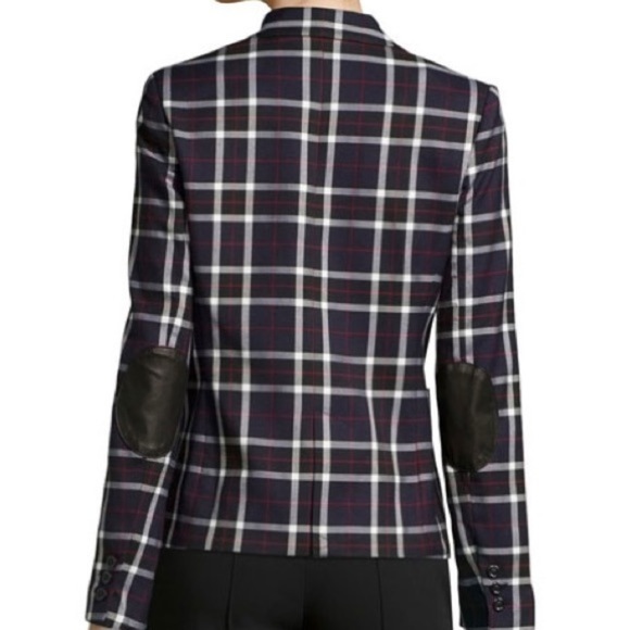 Alice + Olivia Savetta Plaid Blazer Jacket Navy‎ S - Picture 8 of 12